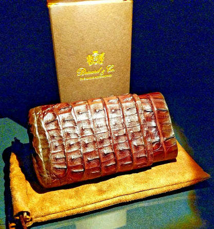 Brizard and Co Brown Croco Pattern  Case, Cutter and Lighter Combo