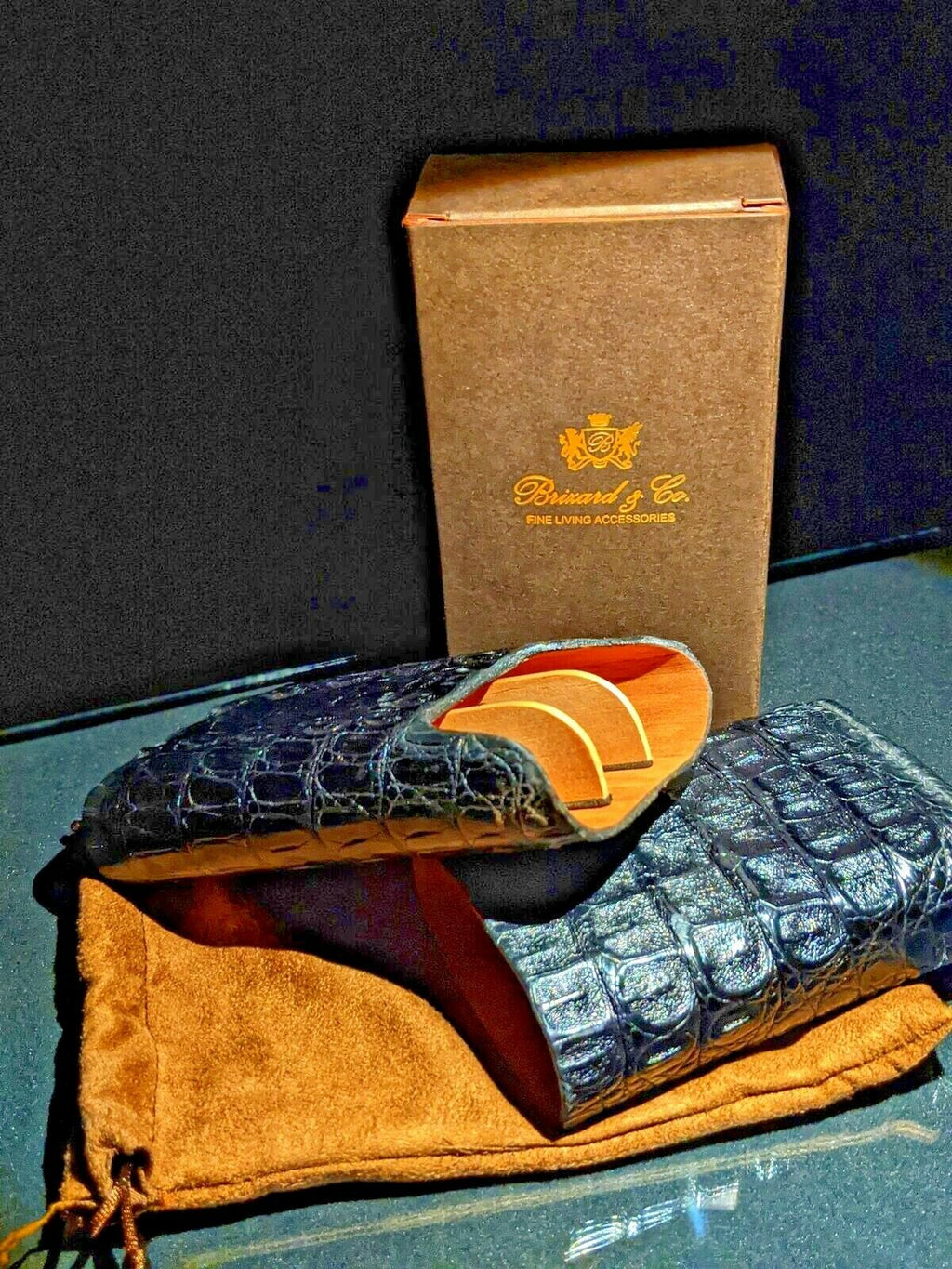 Brizard and Co Black Caiman Genuine Carrying Case