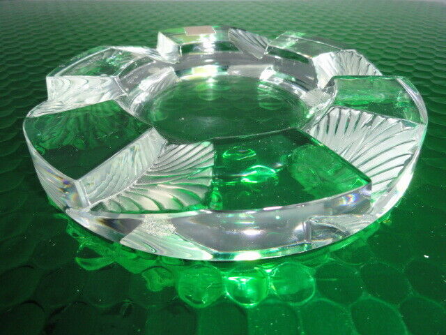 Lalique French Crystal Art Deco Ashtray — Original Sticker