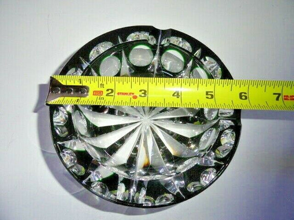 Saint-Louis Crystal Ashtray Emerald Green 6" diameter