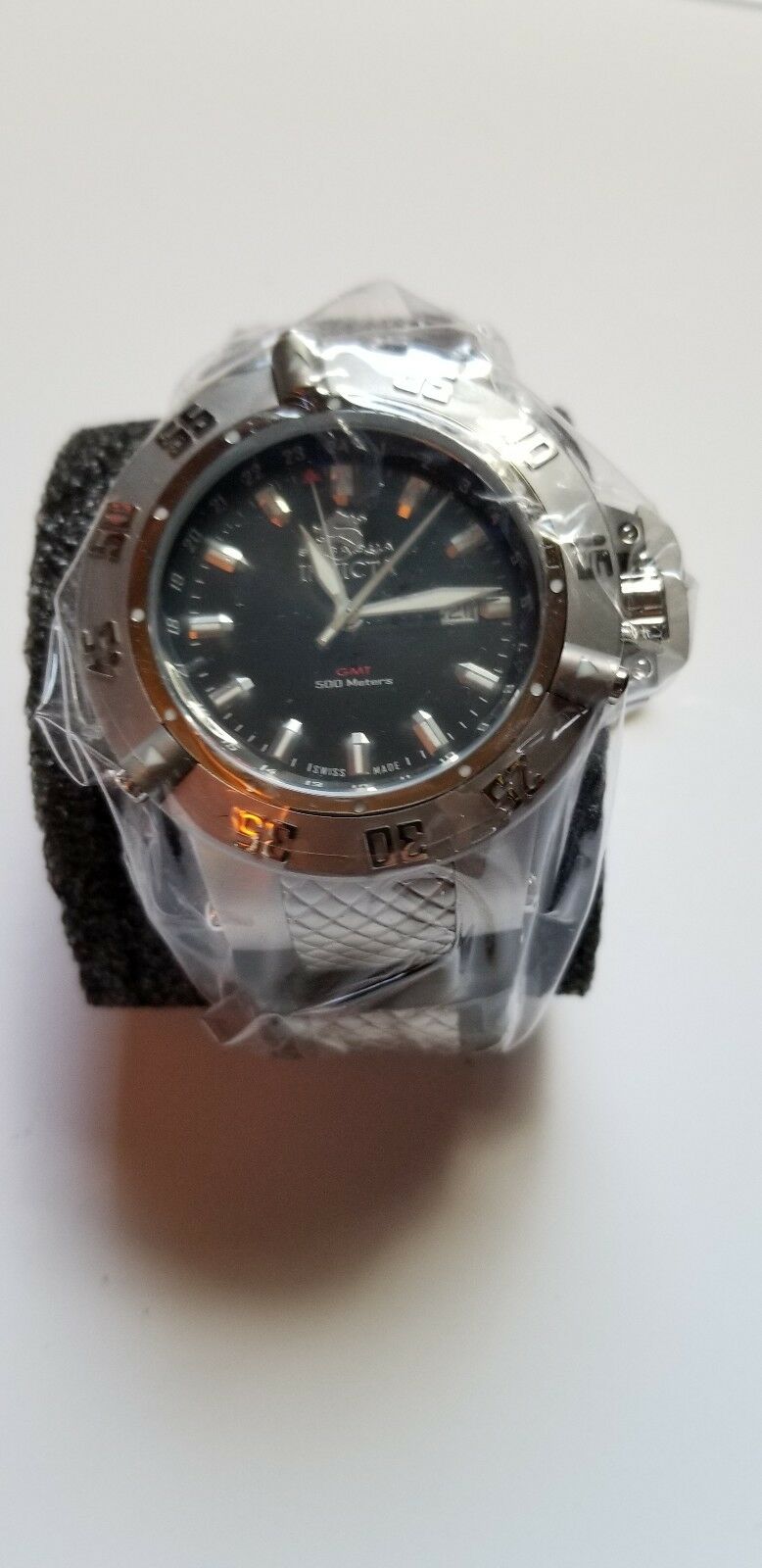 Invicta 1152 Subaqua Noma III GMT Black Sunray Dial Black Polyurethane Band