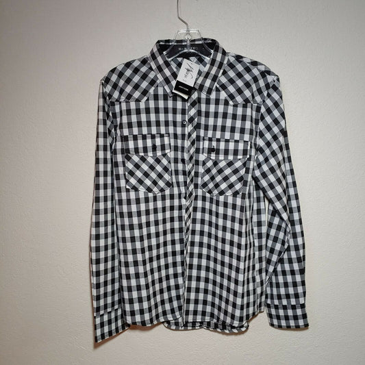 Checkered Black |Men's Large Button-Down Long Sleeve Shirt