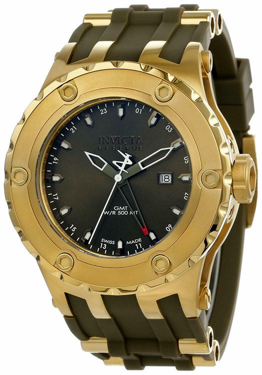 INVICTA SUBAQUA QUARTZ - GOLD CASE W/GOLD OLIVE GREEN TONE STAINLESS STEEL BAND
