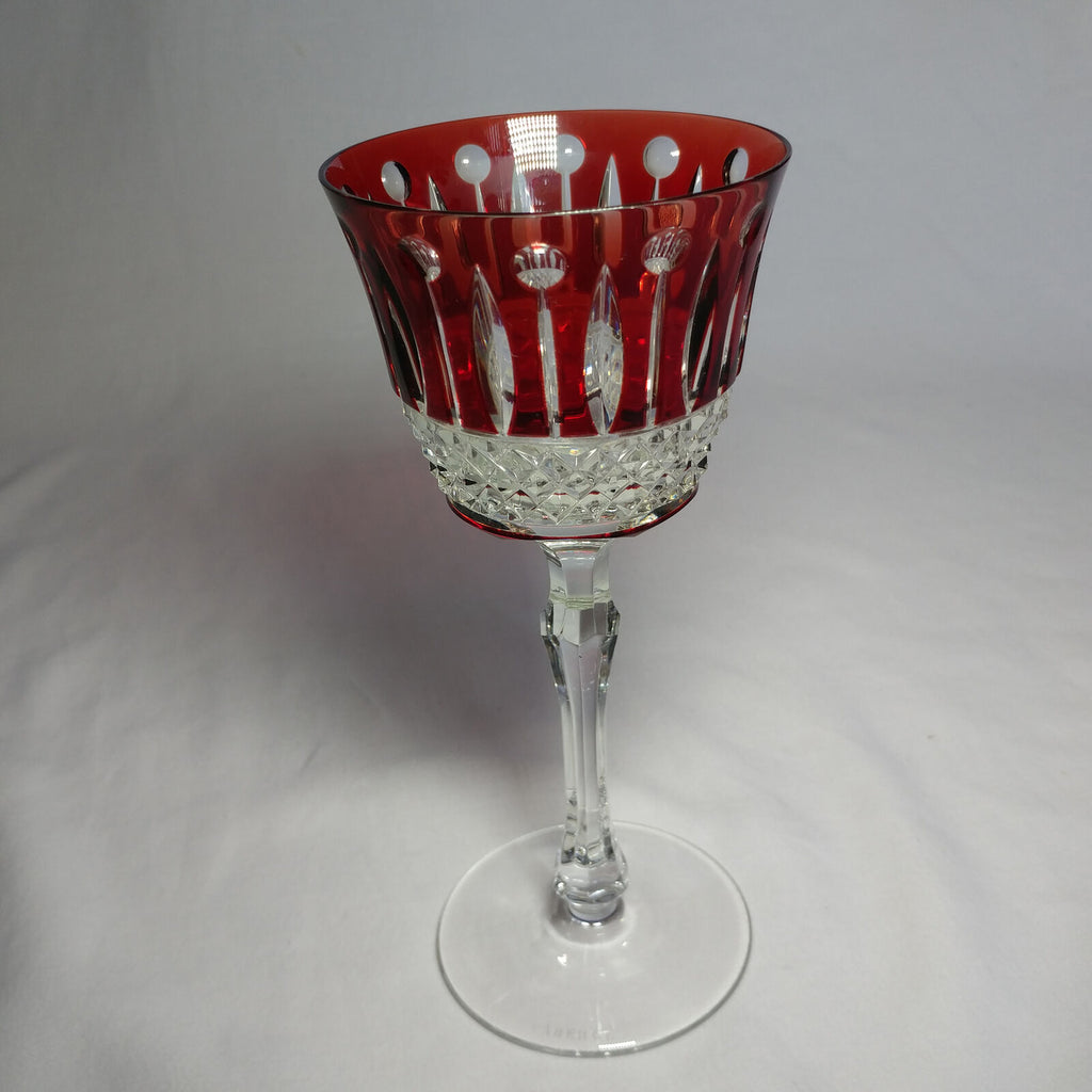 Faberge Xenia Ruby Red Cut to Clear Crystal Glass Signed