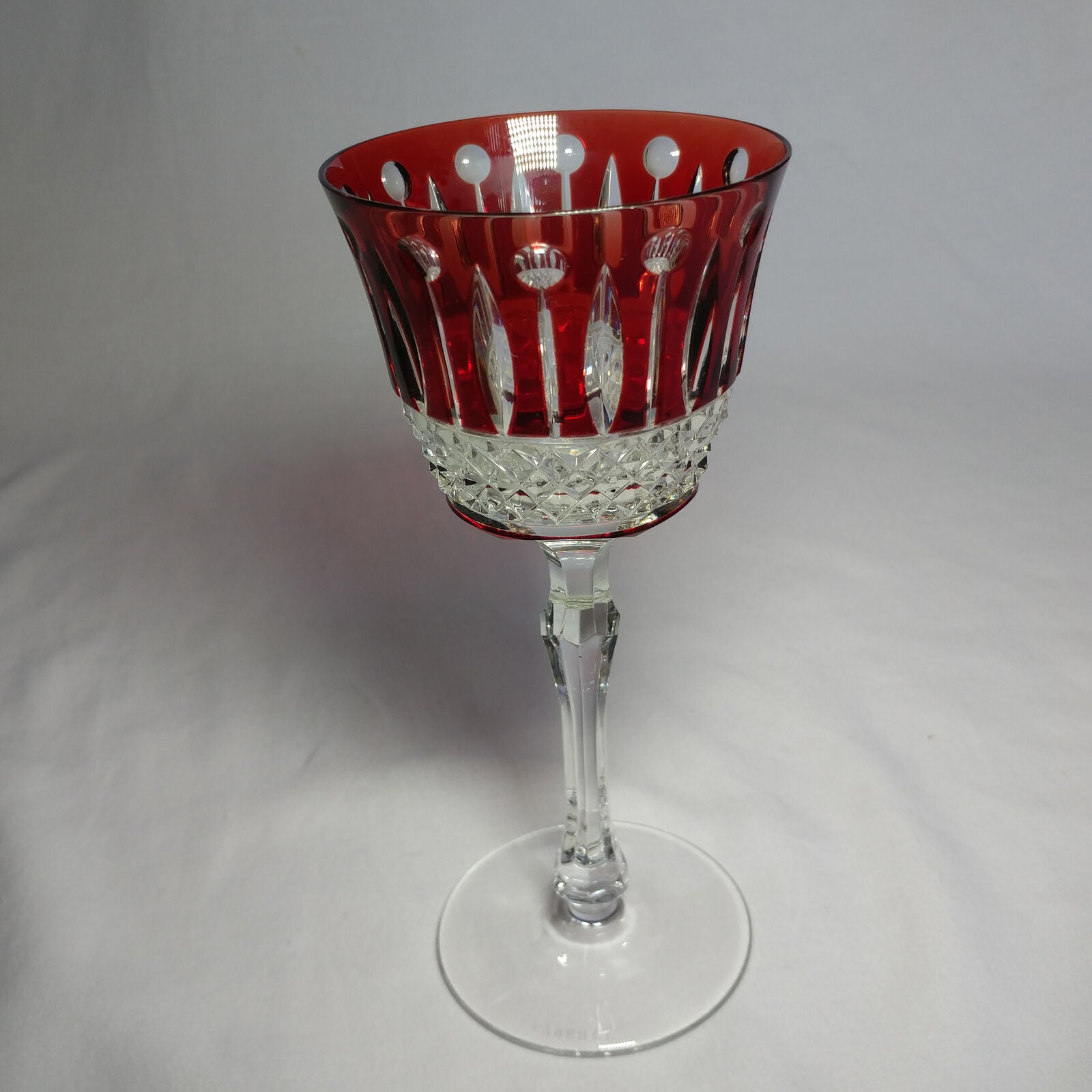 Faberge Xenia Ruby Red Cut to Clear Crystal Glass Signed