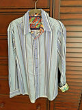 Robert Graham Fine Stripe Classic Fit Long Sleeve Shirt Size Medium
