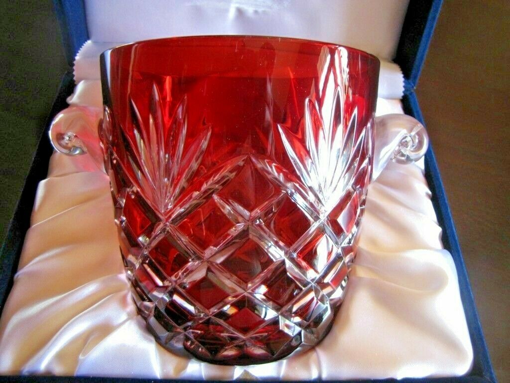 Faberge Odessa Ruby Red Ice Bucket in the original presentation box