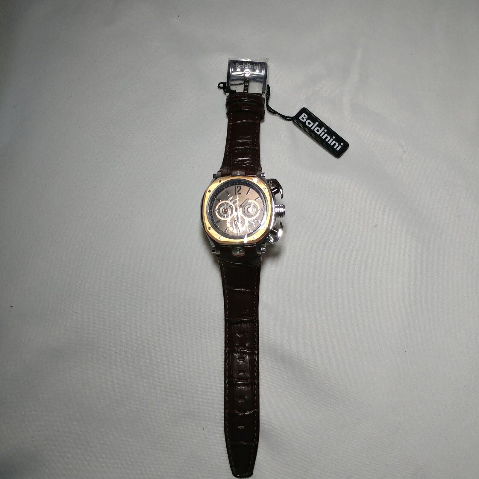 Baldinini | Men's Chronograph Leather Brown/Rose Gold Classy Watch | BD-34