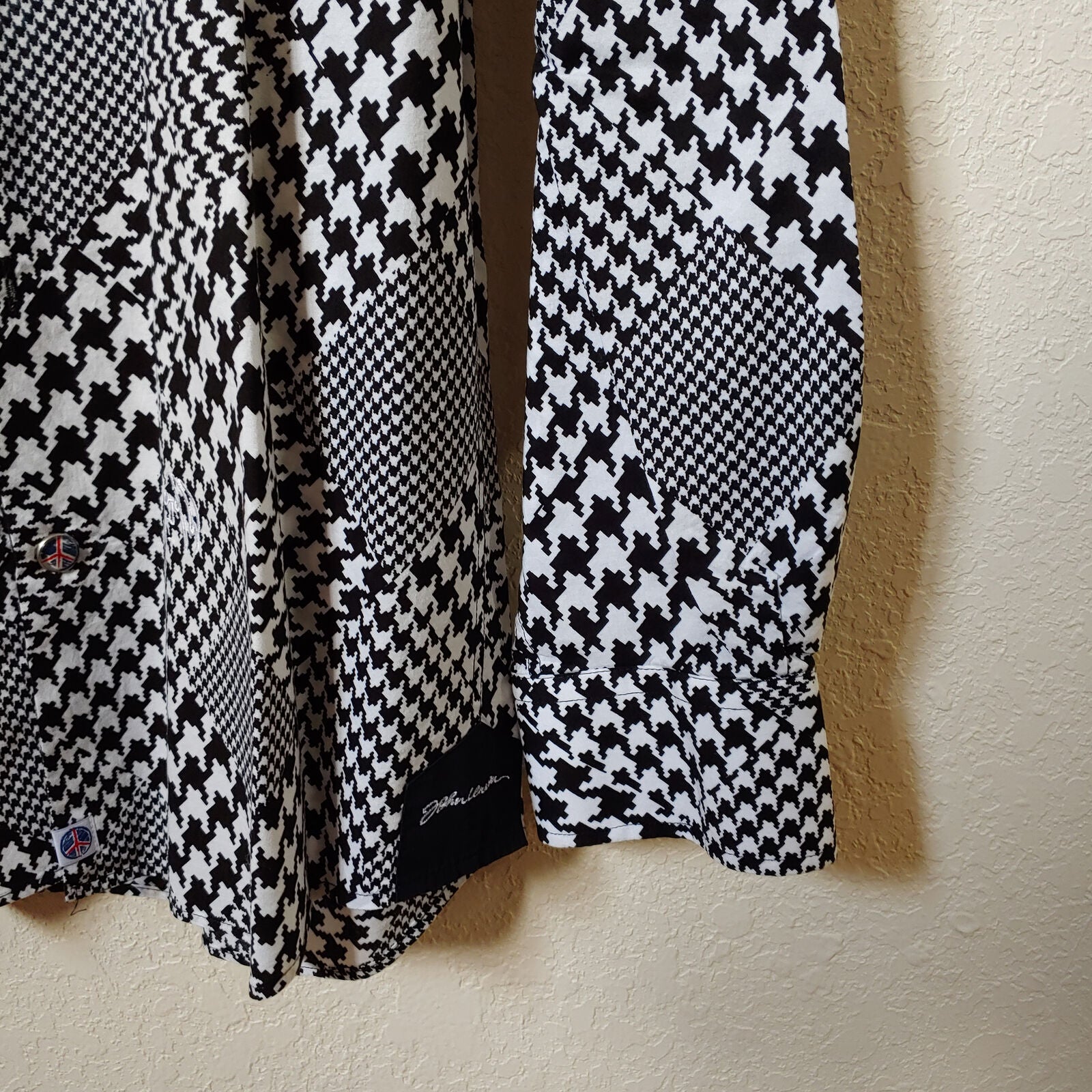 John Lennon | Men's Black and White Patterned Longsleeve Buttondown Casual Shirt