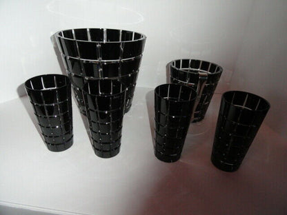 Faberge Metropolitan Black Crystal Buckets with 8 tall 6" glasses
