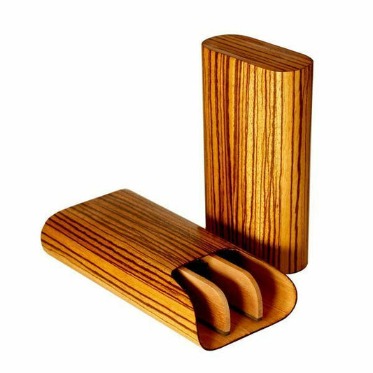 Brizard and Co. - The "Show Band" 3 Cigar Case - Zebrawood