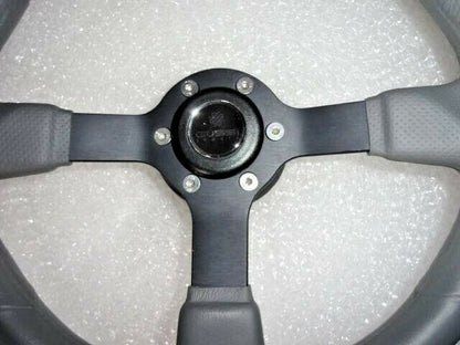 New Gussi Boat Steering Wheel Grey Urethane Black Spoke & Black Hub Adaptor