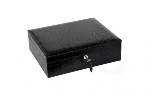 Brizard and Co - The "Airflow" Cigar Humidor - Croco Pattern Black (60/70 Count)
