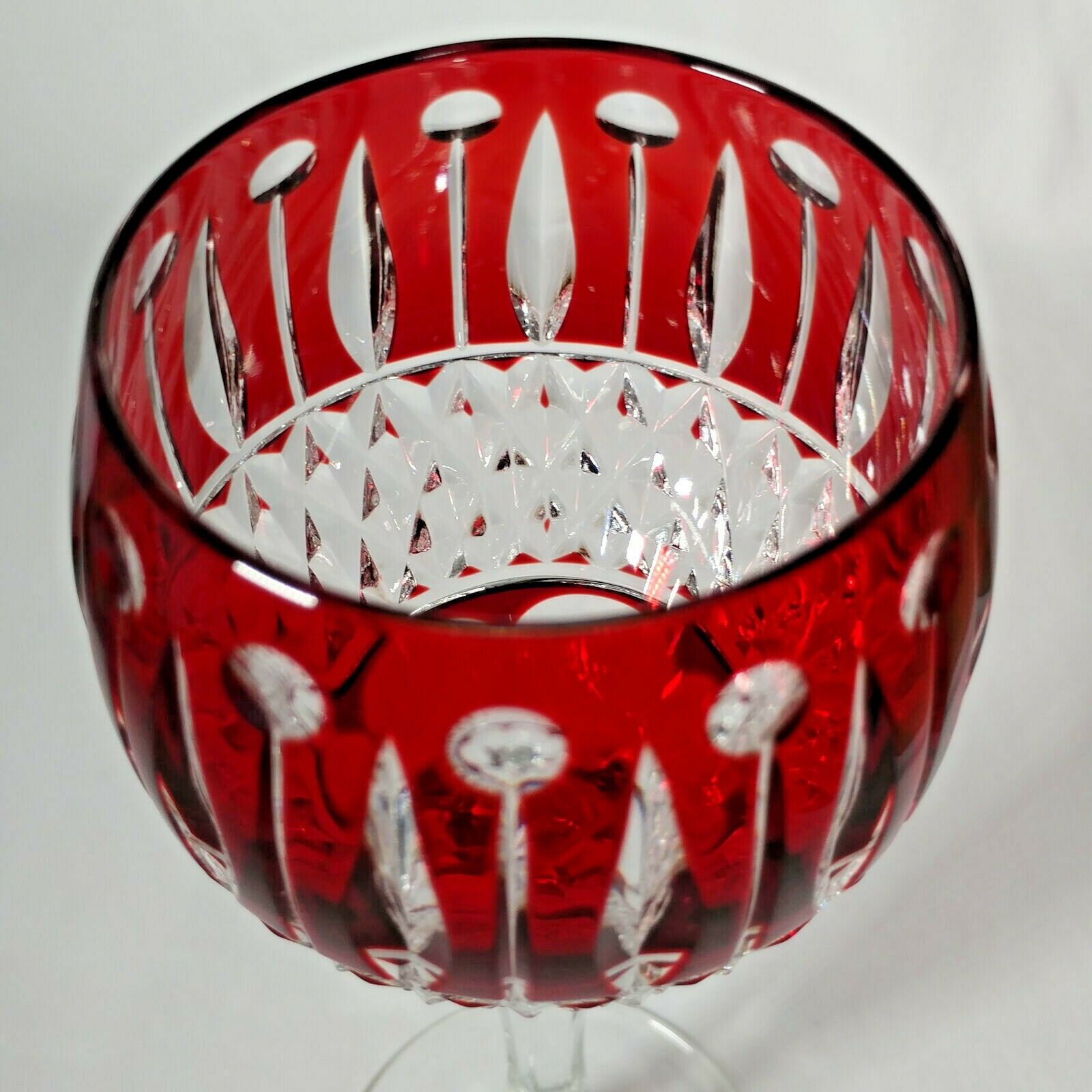 FABERGE XENIA  IMPERIAL RED CASED CUT TO CLEAR CRYSTAL GOBLET | SINGLE
