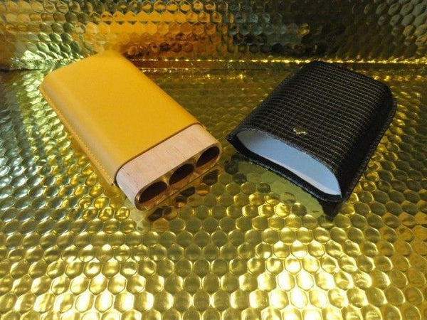 Black & Gold Leather & wood Carrying Case