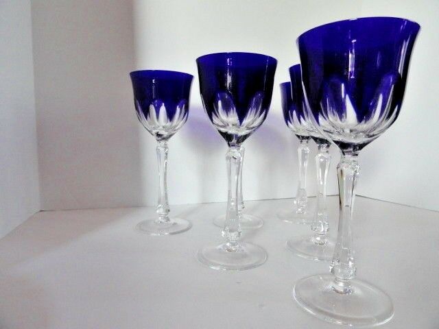 Faberge regency goblets in cobalt  blue crystal