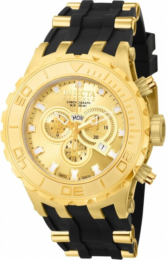 INVICTA SUBAQUA SPECIALTY MENS QUARTZ 52MM GOLD CASE STAINLESS STEEL DIAL