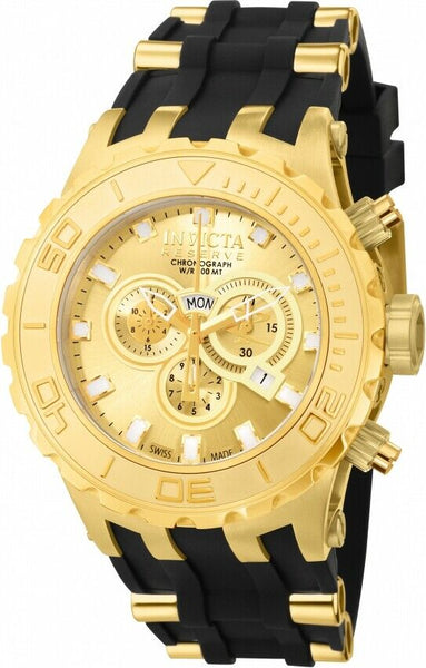 INVICTA SUBAQUA SPECIALTY MENS QUARTZ 52MM GOLD CASE STAINLESS STEEL DIAL