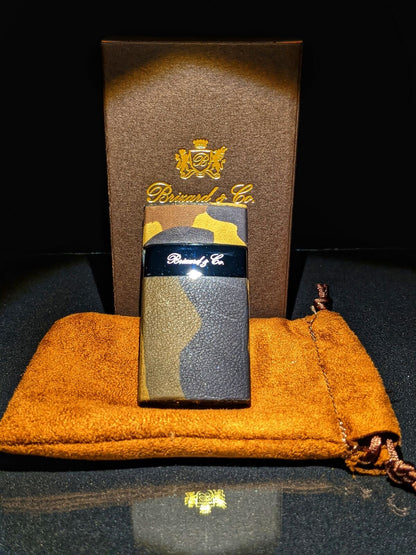 Brizard and Co Camouflage and Orange Leather Carrying case, cutter and lighter