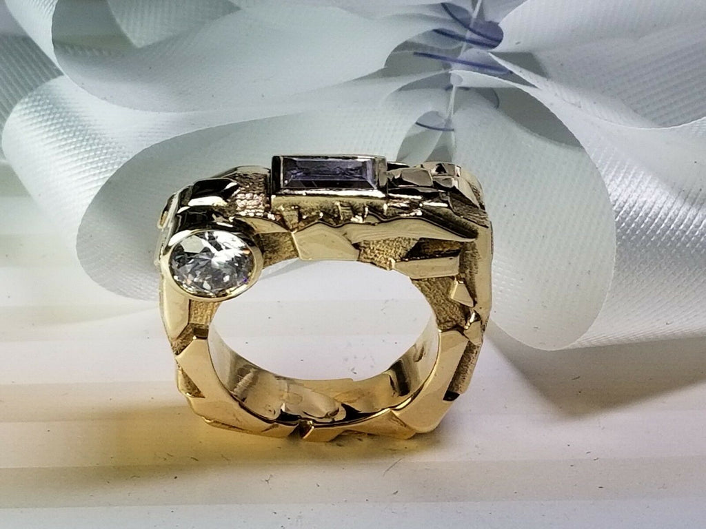 Custom designed 14K Yellow Gold "Rock" Ring