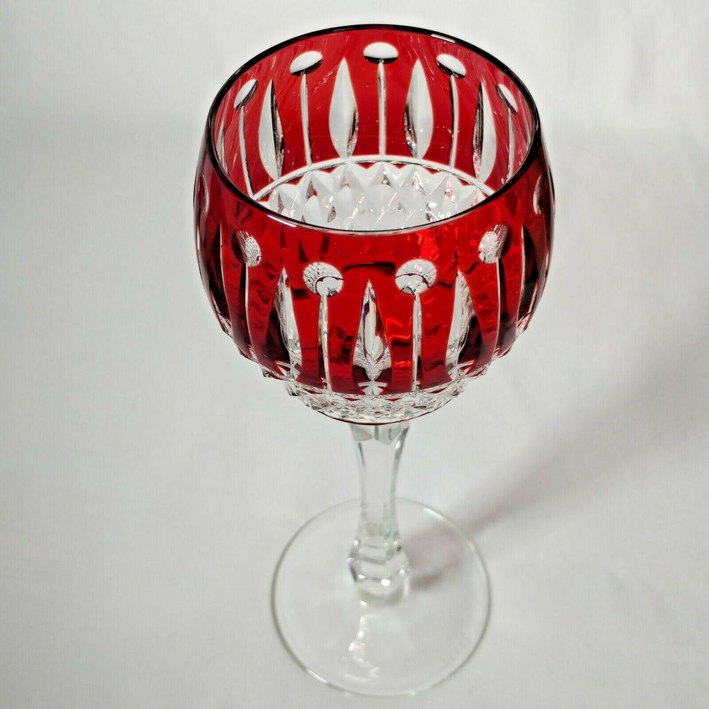 FABERGE XENIA  IMPERIAL RED CASED CUT TO CLEAR CRYSTAL GOBLET | SINGLE