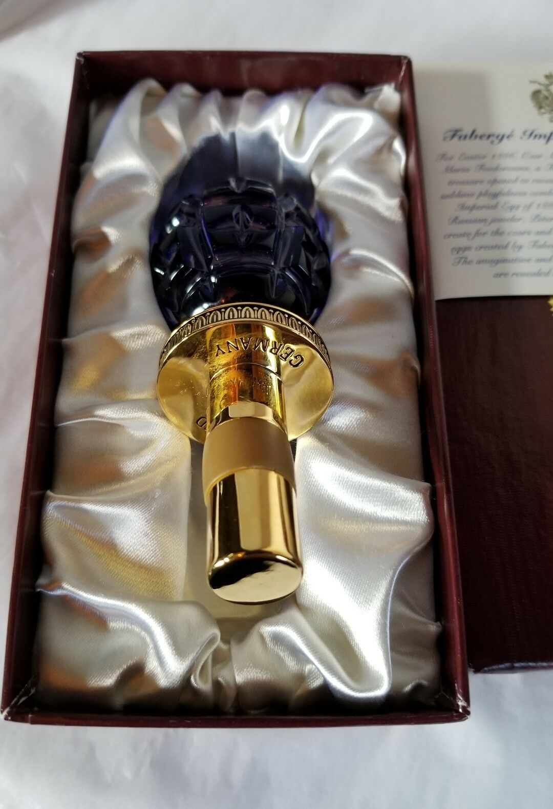 Faberge Blue Crystal Bottle Stopper