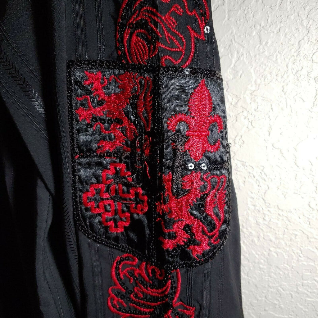 Mondo Black & Red  Men's X-Large Button-Down Long sleeve Shirt