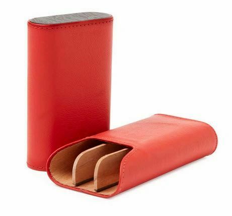 Brizard and Co. - The "Show Band" 3 Cigar Case - Sunrise Red and Macassar Ebony