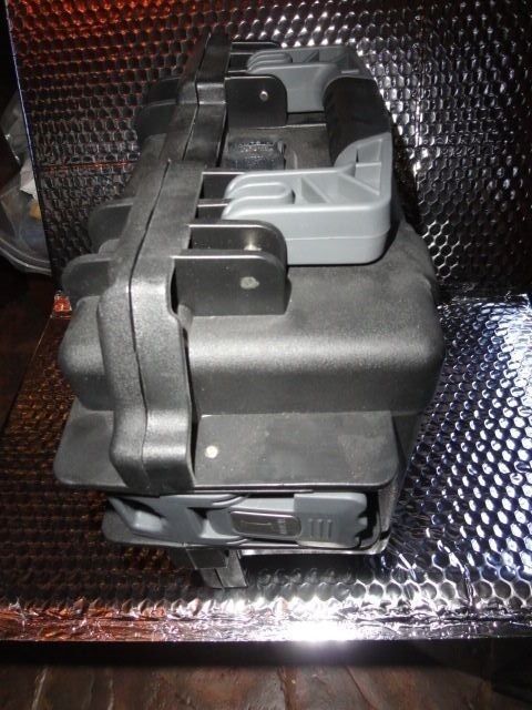 Invicta watch carrying case in black with grey handles holds 3 watches