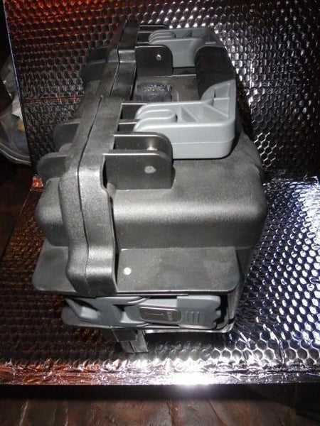 Invicta watch carrying case in black with grey handles holds 3 watches