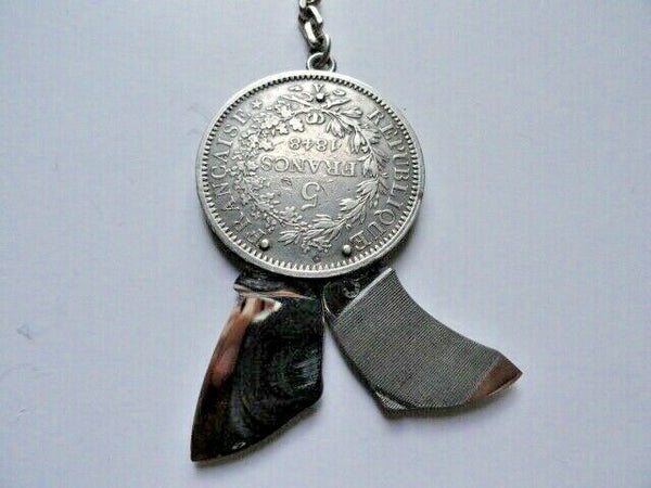 VINTAGE ELOI PERNET FRANCE 1868 SILVER COIN POCKET KNIFE