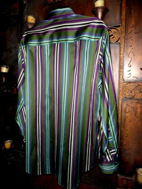 Robert Graham Bold Multi-Stripe Long Sleeve Shirt Size Medium