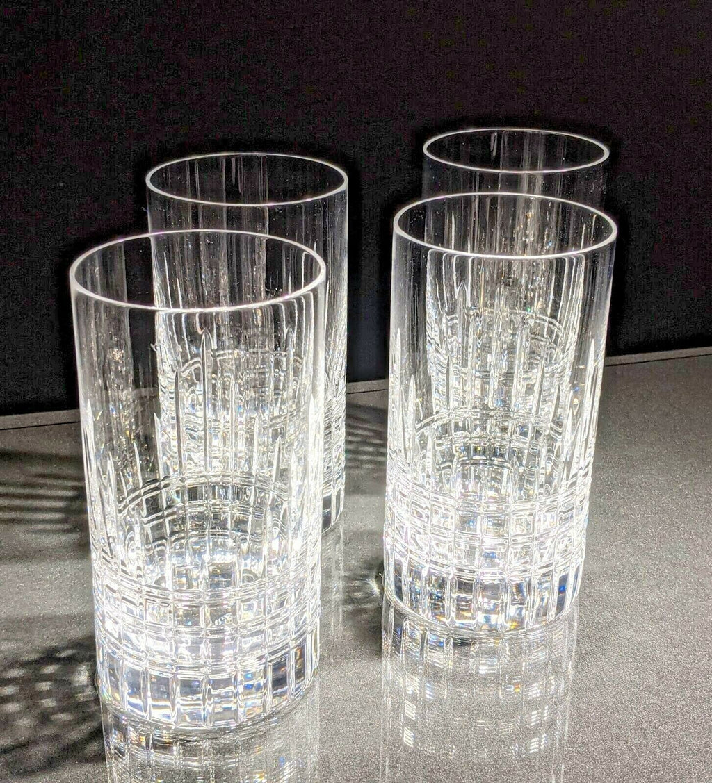 Faberge Atelier Clear Crystal Collection Tall Glasses  5 3/8" H x 2 3/4" W