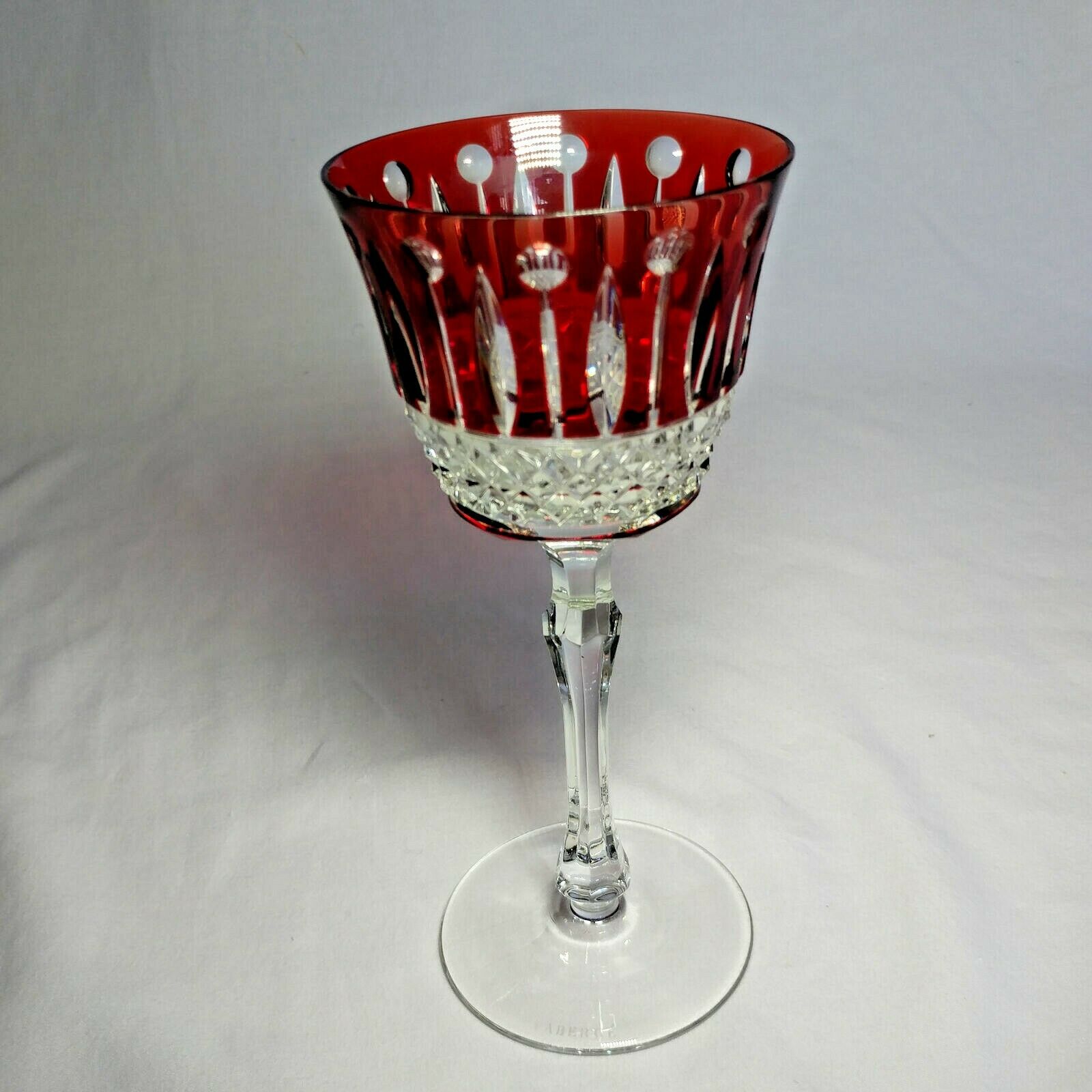 Faberge Xenia Ruby Red Cut to Clear Crystal Glass Signed