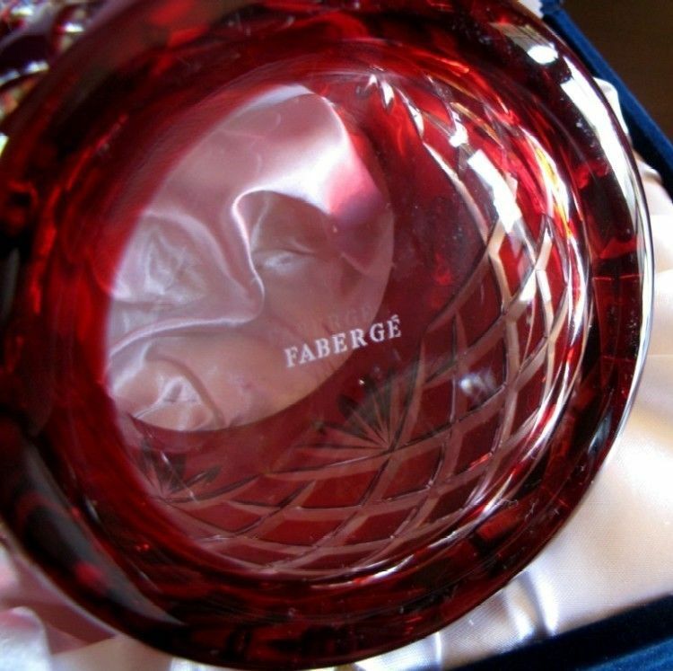 Faberge Odessa Ruby Red Ice Bucket in the original presentation box