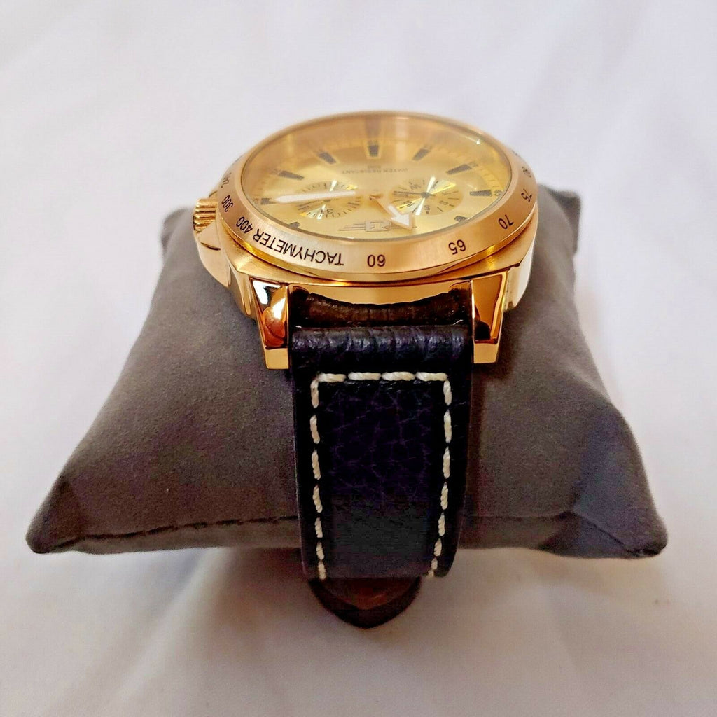 I by Invicta IBI43660-004 Men's Watch | Gold Case, Black Leather Band