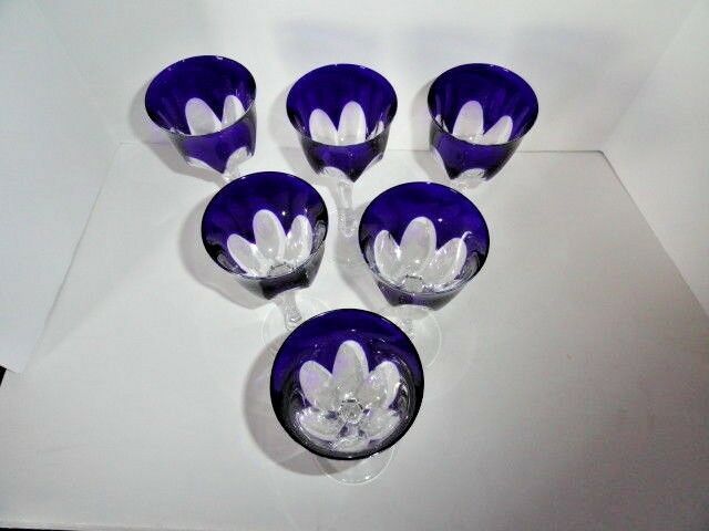Faberge regency goblets in cobalt  blue crystal