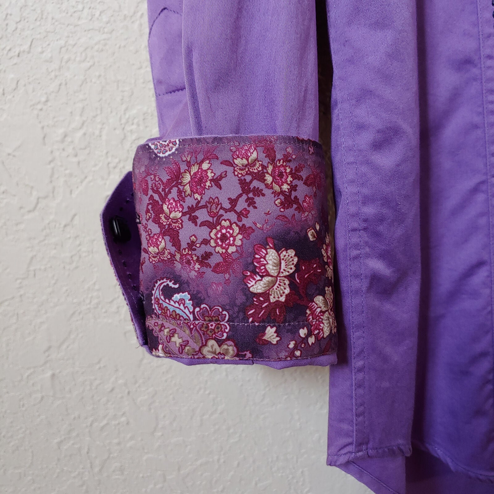 Deluxe Collection | Men's Purple Long sleeve Button down Casual Shirt | Sz. 3