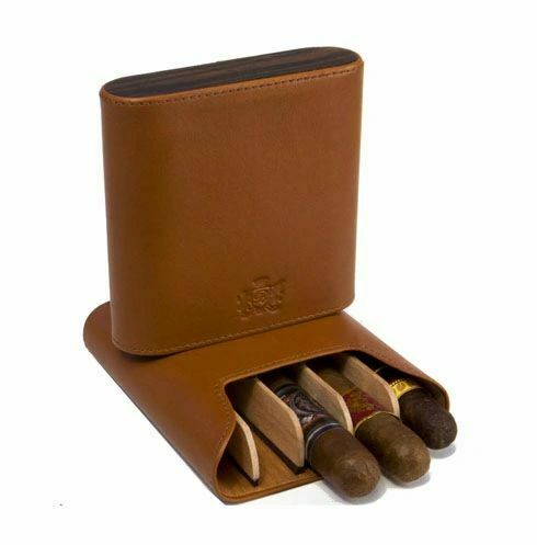 Brizard and Co. - The "Show Band" 5 Cigar Case - Sunrise Tan and Macassar Ebony