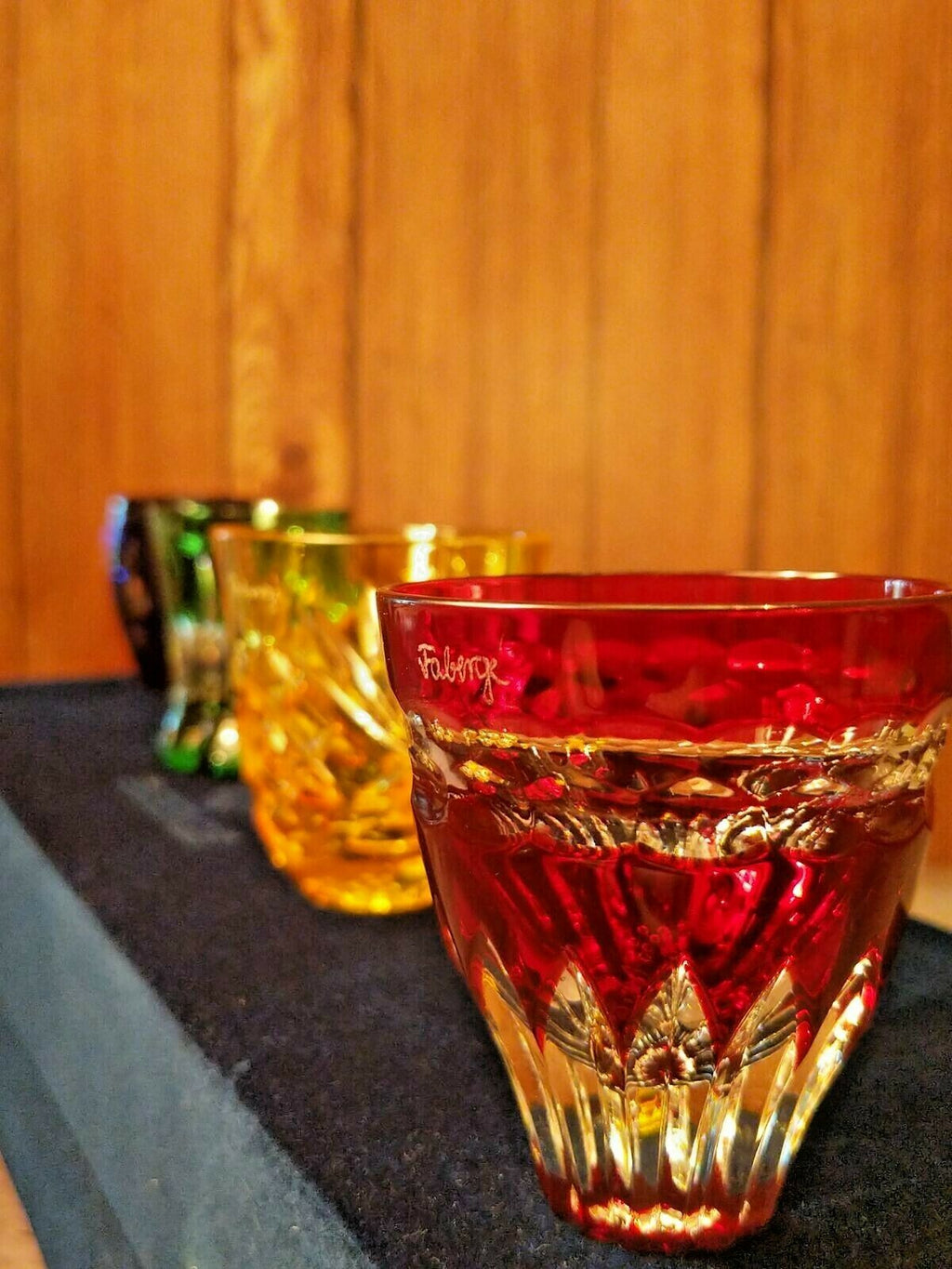 Faberge Colored Crystal Shot Glasses