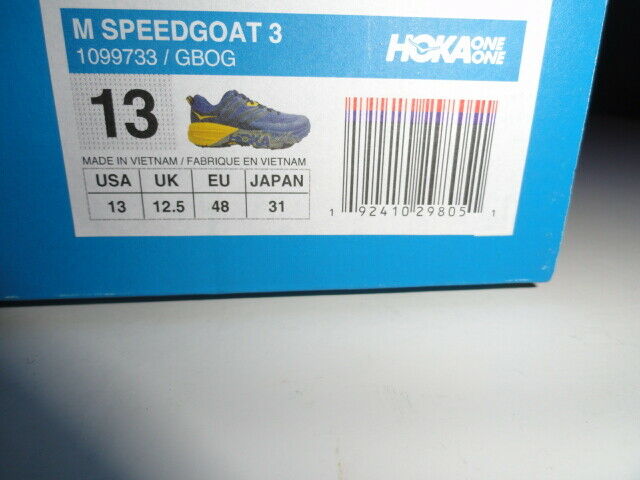 Hoka One Speedcoat 3 Blue & Gold size 13 M