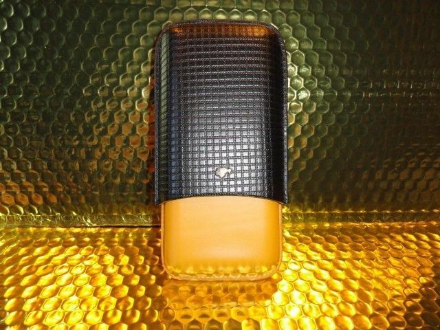 Black & Gold Leather & wood Carrying Case