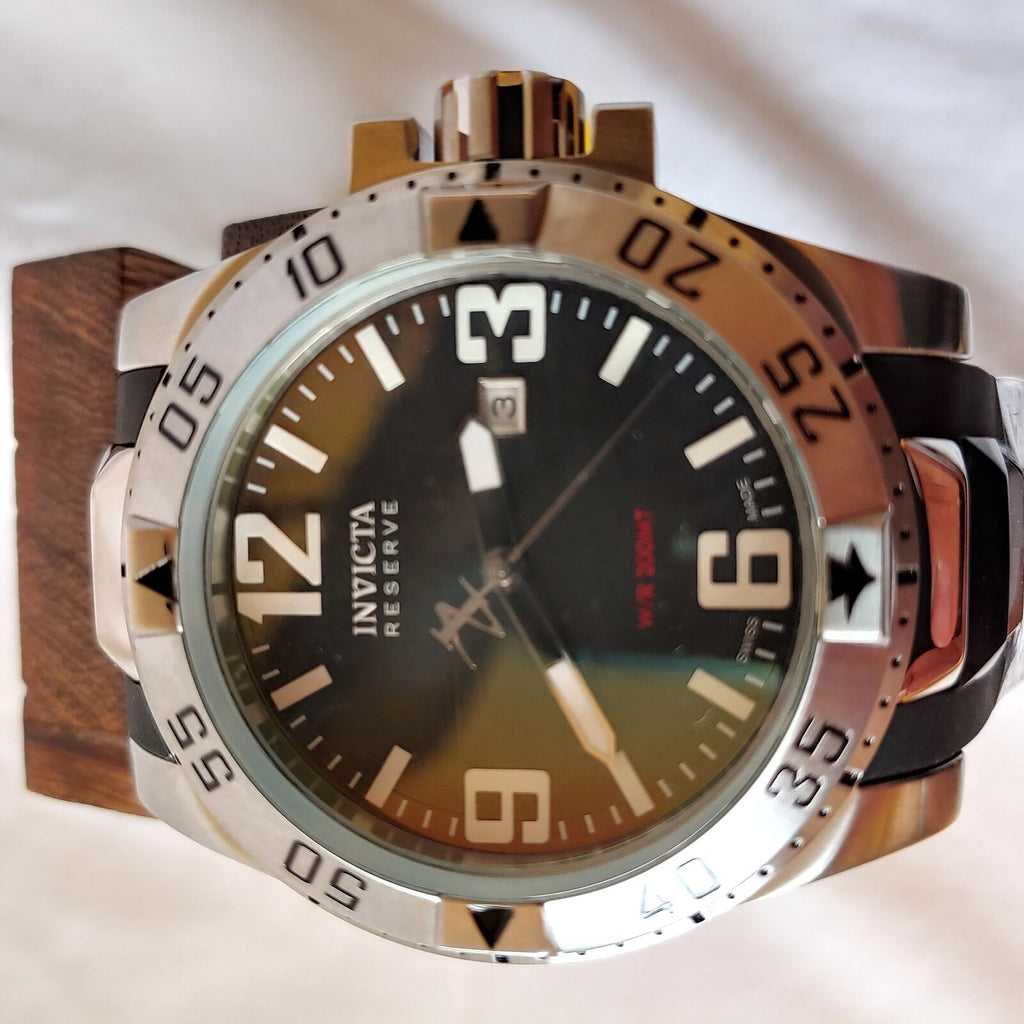 Invicta Stainless Steel Reserve Excursion Black Rubber Strap 6252