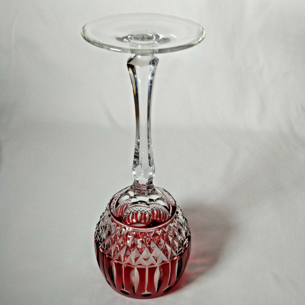 FABERGE XENIA  IMPERIAL RED CASED CUT TO CLEAR CRYSTAL GOBLET | SINGLE
