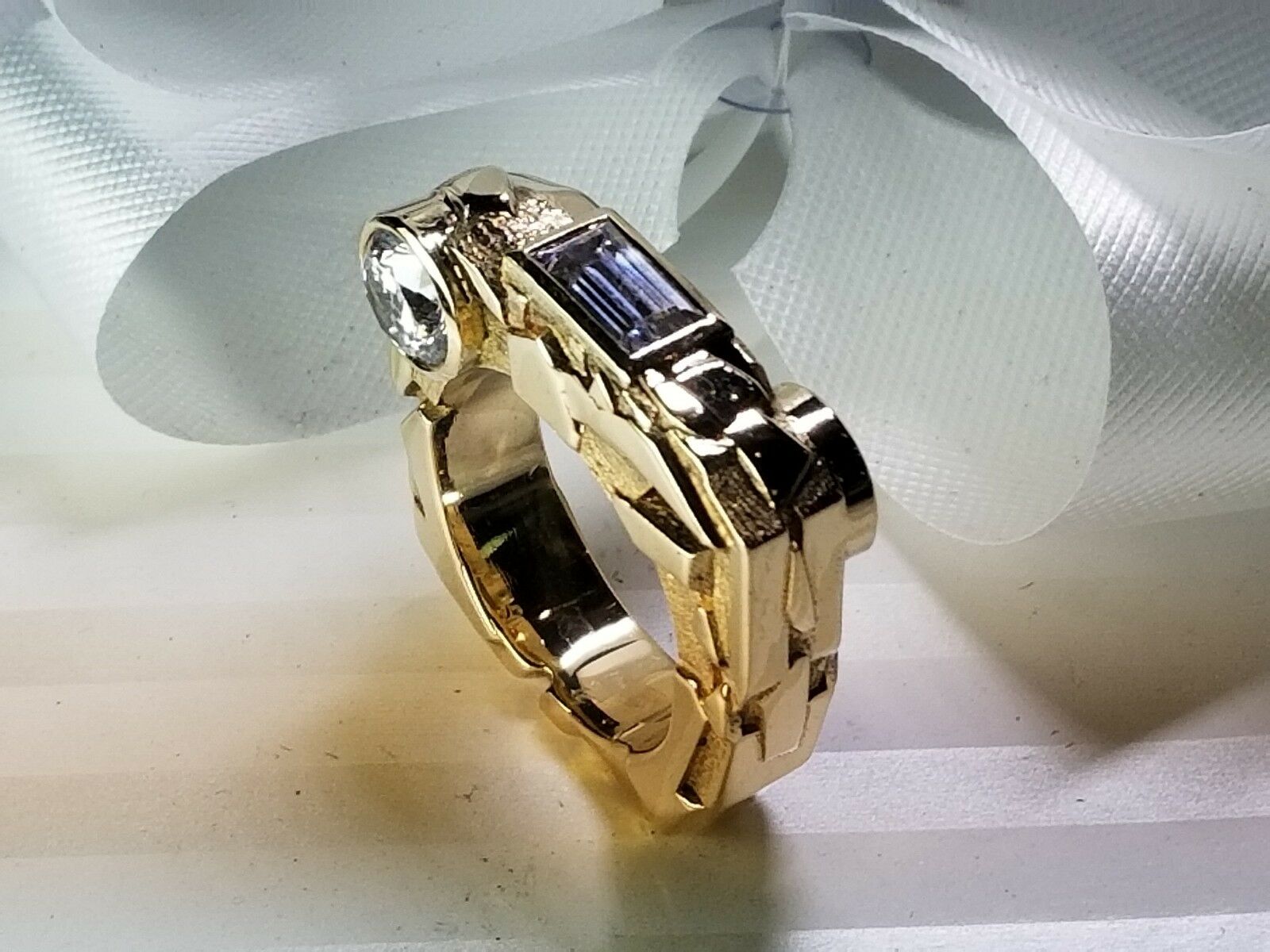Custom designed 14K Yellow Gold "Rock" Ring