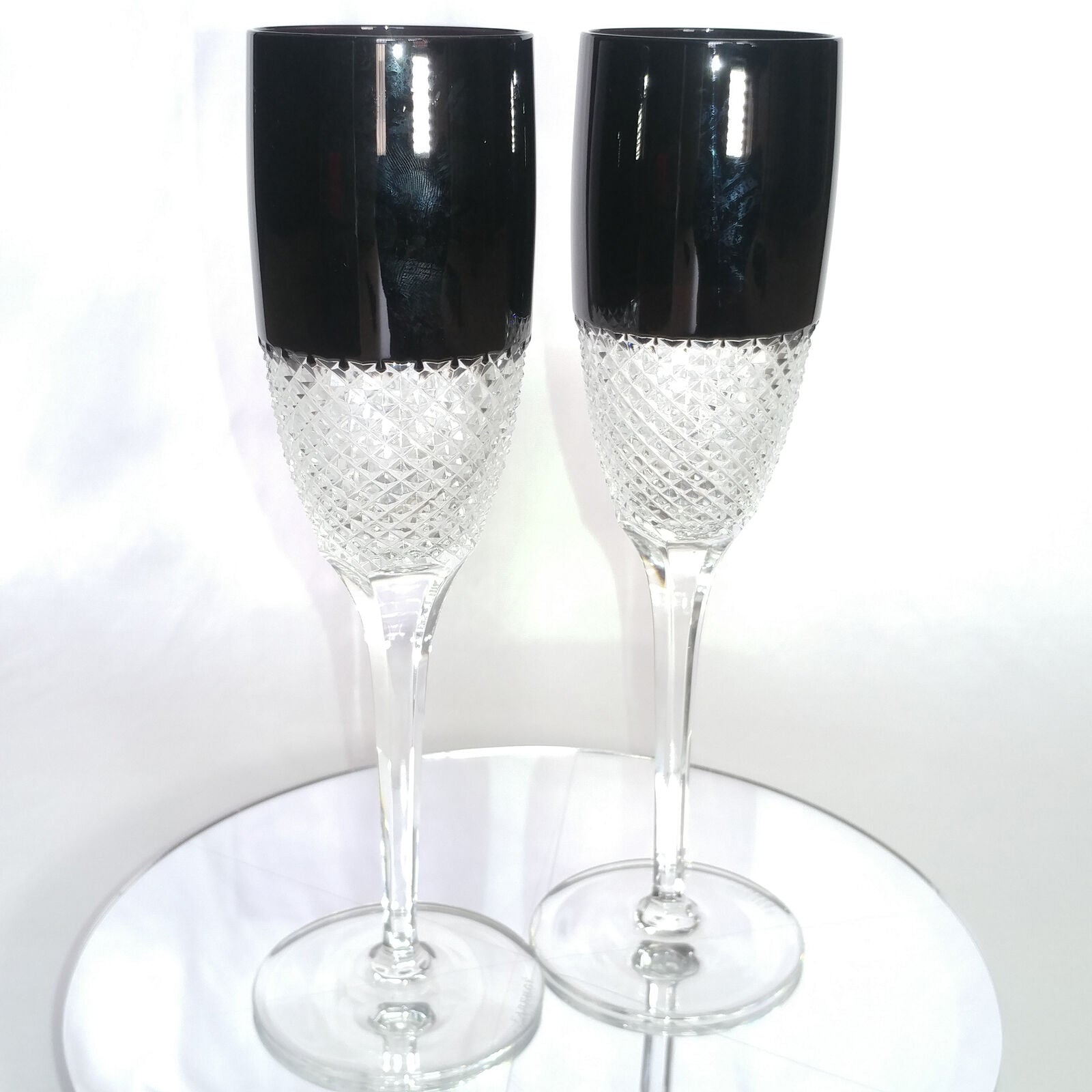 Faberge Flutes in Amethyst Diamond pattern in the original box