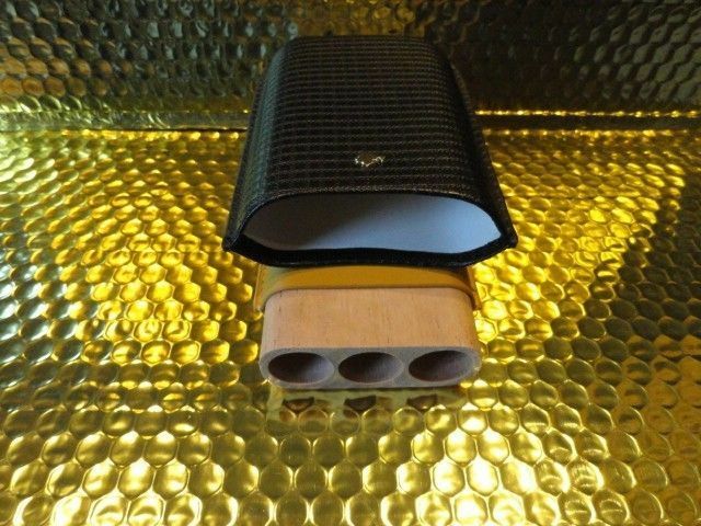 Black & Gold Leather & wood Carrying Case