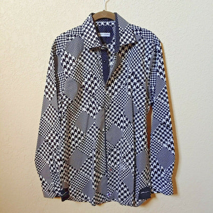 John Lennon | Men's Black and White Patterned Longsleeve Buttondown Casual Shirt