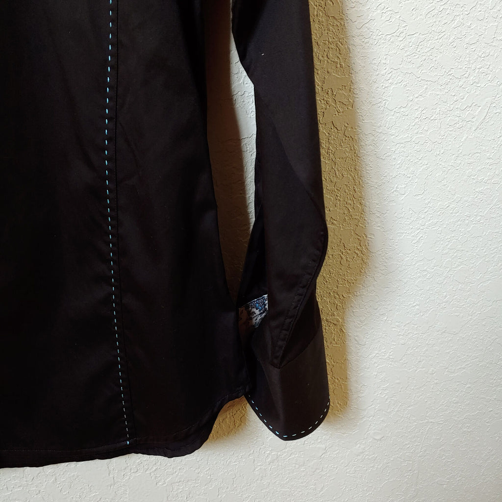 Deluxe Collection | Men's Black long sleeve Button down Casual Shirt | Sz. 3