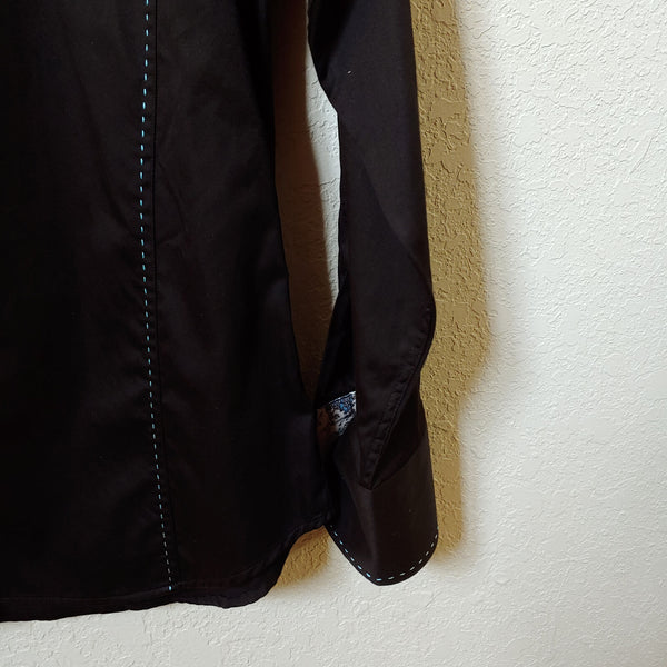 Deluxe Collection | Men's Black long sleeve Button down Casual Shirt | Sz. 3